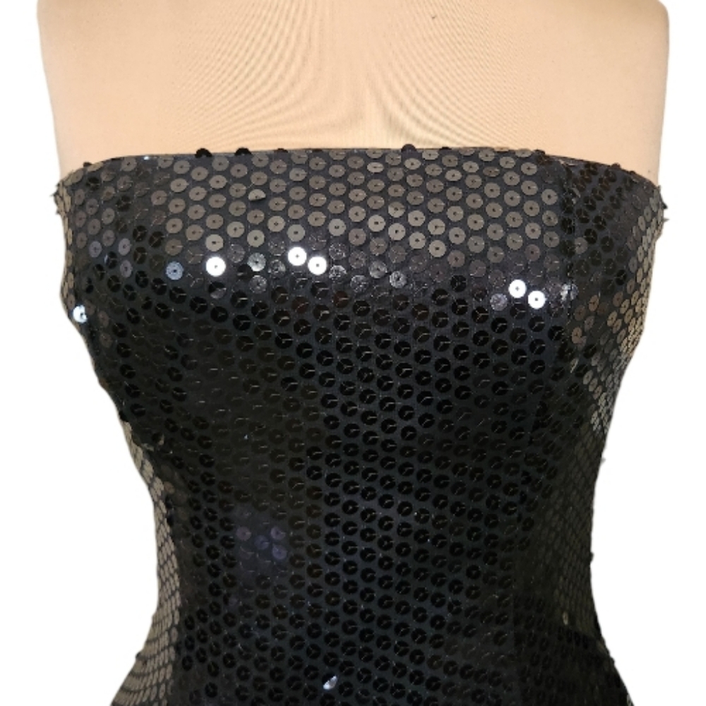 MORTON MYLES- Vintage 1980s Strapless Sequined Mini Dress - M - Picture 6 of 14